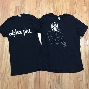 Two alpha phi black t shirts
